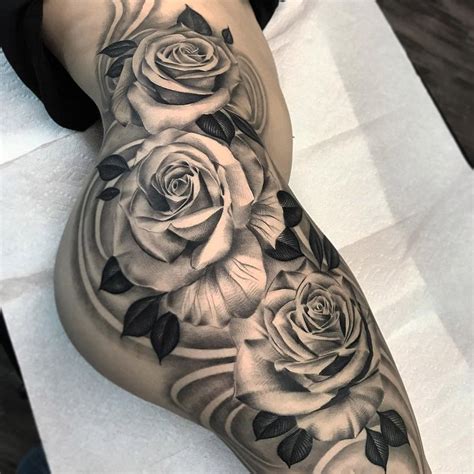 rose hip bum and thigh tattoos|23 Best Rose Thigh Tattoo Ideas for Women